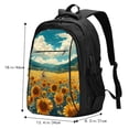 thumbnail image 5 of Balery Field Style Bicycle Young Sunflower Print USB Charging Backpack for Men and Women - Water-Resistant, Anti-Theft Laptop Backpack with USB Port for Travel, Work, School, and College, 5 of 7