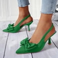 thumbnail image 2 of Wensltd High Heels for Womens Dressy Pointed Toe Slingbacks with Bow Detail Closed Toe Elegant Heels for Spring Summer Green, 2 of 5