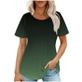 thumbnail image 2 of Womens Clothing Homenesgenics Woman Clothes under $5 Fashionable Women's Casual Short Sleeved Loose Round Neck Printed Tops Green XL, 2 of 7