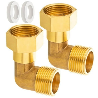 2pcs Sturdy Brass 3/4 Inch 90 Degree Elbow Fitting Male to Female Thread for Household Water Pipe Use