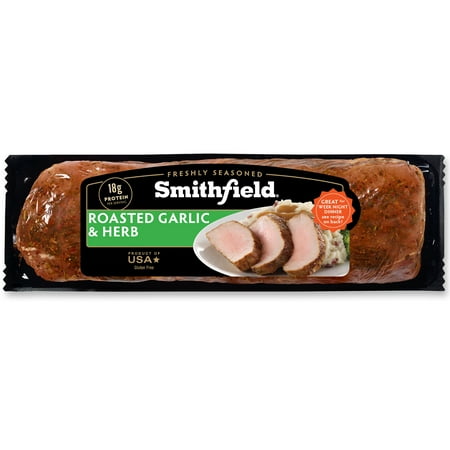 Smithfield Roasted Garlic & Herb Fresh Seasoned Pork Loin Filet, 1.98 - 2.17lb, 20 Grams of Protein per 4 oz Serving