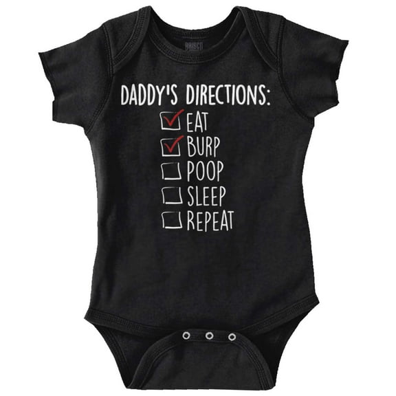 Funny New Daddy Directions Dad Joke Romper Boys or Girls Infant Baby Brisco Brands 12M