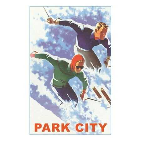 Skiers in Powder, Park City, Utah Print Wall Art