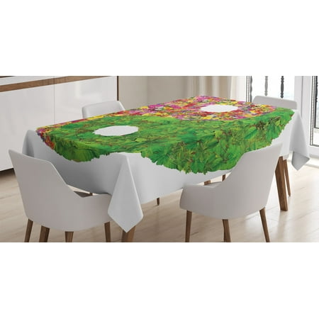 

Ying Yang Decor Tablecloth Flowers and Leaf Decor Asian Zen Ying Yang Symbol Floral Style Daises Sunflowers Rectangular Table Cover for Dining Room Kitchen 52 X 70 Inches Multi by Ambesonne