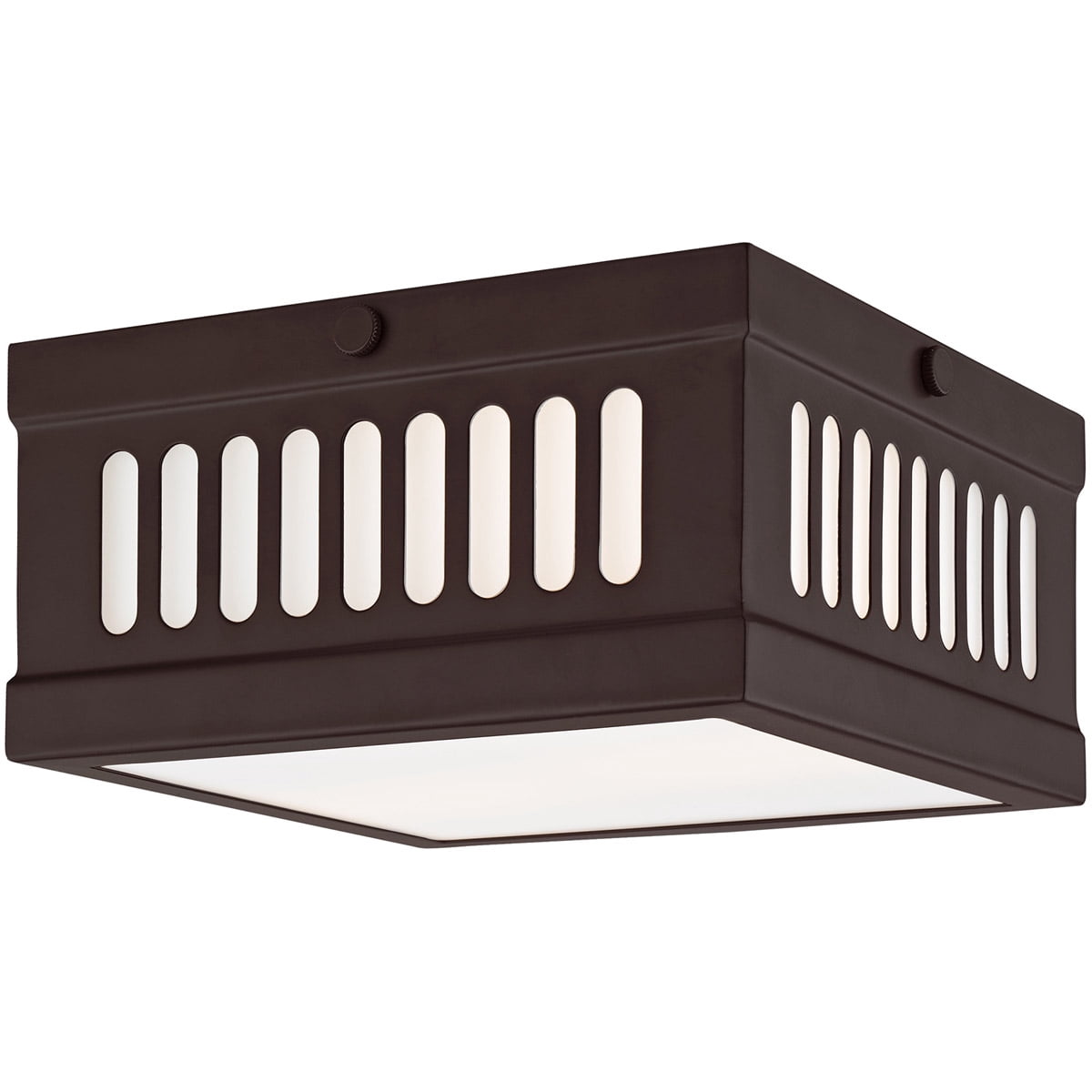 7.5 inch 2 Light Bronze Ceiling Light fixture with Hand Blown Satin Opal White Glass Shade