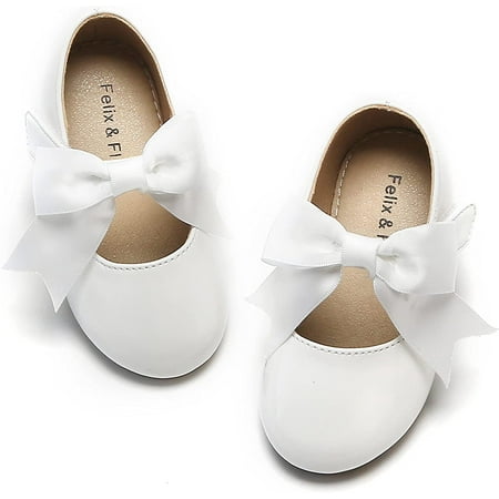 

QWZNDZGR Toddler Flower Girl Dress Shoes - Girl Ballet Flats Party School Shoes Wedding