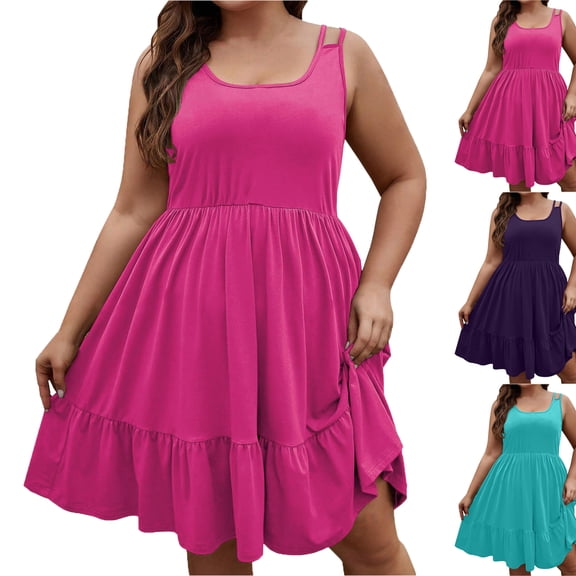 Womens Dresses Women's Plus Size Summer Dresses Boho Short Sundress Holiday Flowy Dresses for Women