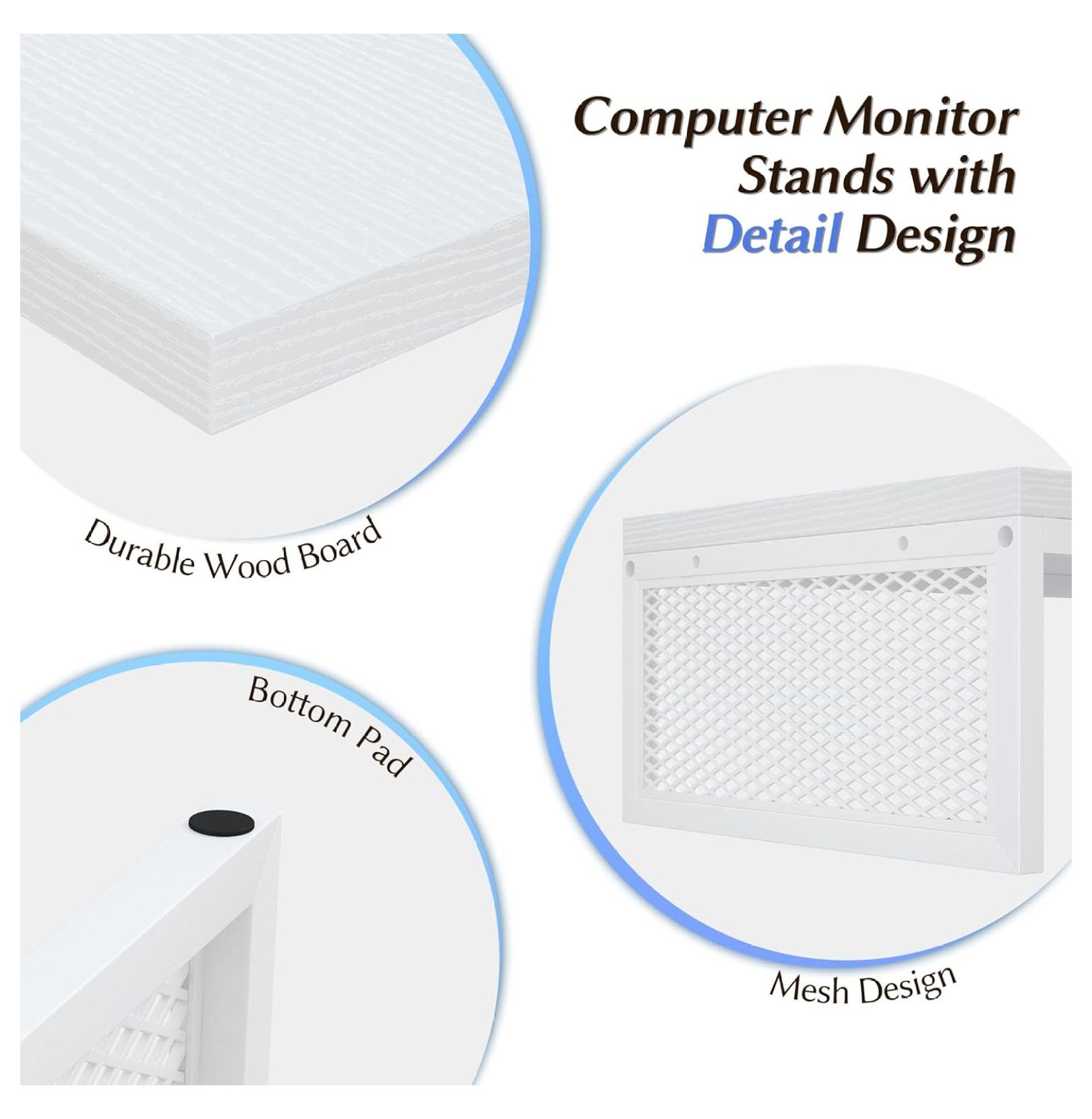 55.2" Computer Monitor Stand, Desk Shelf for Top of Desk for 3 * 23" Monitors/Laptop Computer/PC/Printers, TV Riser for 65 60 55 Inch TV for Bedroom Home Office, White