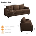 thumbnail image 5 of BLAZANT 89" Sofa Couch, 3 Seater Sofa with Suppleness Armrests, Corduroy Fabric Deep Seat Sofa with Upholstered Cushion& Backrests, Modern Comfy Couch for Living Room Apartment Office, 5 of 11