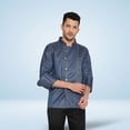 thumbnail image 2 of MEERA BEDDING & UNIFORMS Men's Classic Denim Chef Coat Pressional Hotel Kitchen Full Sleeves Jacket/ Restaurant Canteen Working Uniform, 2 of 5
