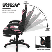 MoNiBloom Swivel Gaming Chair, Reclining Computer Chair with Footrest and Lumbar Support, Adjustable Office Chair with Headrest, Black