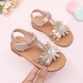 thumbnail image 5 of newwalpole Girls Sandals Summer Flats Dress Sandals Shoes Toddler/Little Kid Gold for Size 10, 5 of 7