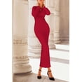 thumbnail image 4 of Vestido PRETTYGARDEN Otoño 2025 Rojo con Mangas Acampanadas y Acanalado XXL, 4 of 7