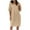 #1Beige, variant on Ladies Spring And Summer Casual Work Dress Women Fashion O-Neck Pockets Button Dress Solid Long Sleeve Pocket Dress