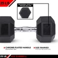 thumbnail image 4 of JFIT Rubber Hex Dumbbells - 8 Size Options - Hex Shaped Heads Prevent Rolling and Injury - Ergonomic Hand Weights for Exercise, Muscle, Strength and Weight Training, 4 of 7