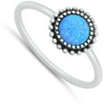 thumbnail image 4 of CHOOSE YOUR COLOR Blue Simulated Opal Bali Sun Flower Ring .925 Sterling Silver Band CZ Female Size 8, 4 of 4