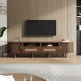 thumbnail image 1 of Noble House 64.9" TV Stand with 2 Rattan Drawers & 2 Sliding Doors,Oval Rounded Corners Sideboard for 65" TV,Walnut, 1 of 18