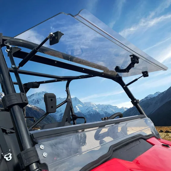 Universal Flip-Up Windshield Compatible with 2016-2025 Honda Pioneer 1000 / 1000-5 Models, Scratch-Resistant Polycarbonate, Easy Install
