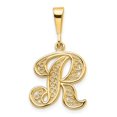 thumbnail image 1 of Diamond2Deal 14K Yellow Gold Script Filigree Letter R Initial Pendant for Women, 1 of 6