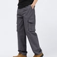 thumbnail image 4 of TKKCS Mens Cotton Cargo Pants Relaxed Fit Casual Outdoor Elastic Waist Straight Leg Work Pants with Multi Pockets Dark Gray 3XL, 4 of 7