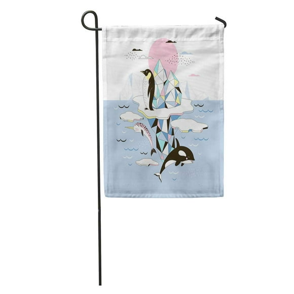 POGLIP Colorful Magic Arctic Scandinavian Antarctica Baby Block Ice Cartoon Garden Flag Decorative Flag House Banner 28x40 inch