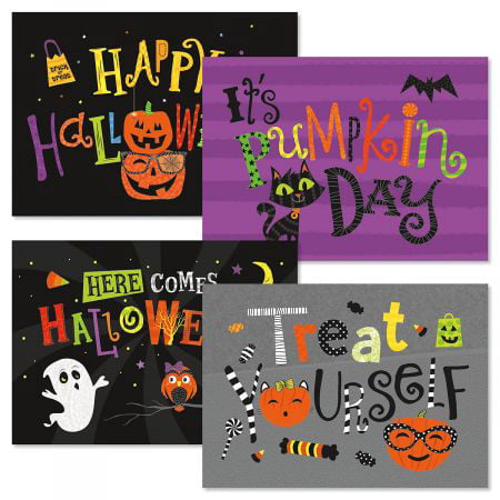 Big Messages Halloween Cards- Set of 8 Halloween Greeting Cards