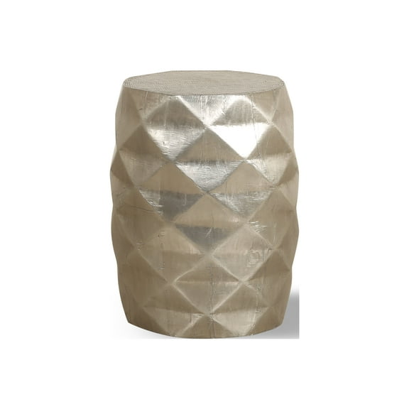 Posh Pollen Anna Modern Geometric Metal End Table in Silver Finish