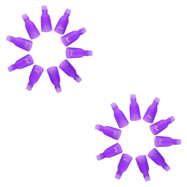 Soidarity 10 Uds. Clips de tapa de remojo de Arte de uñas de plástico Gel removedor de esmalte herramienta de envoltura líquido para la eliminación violeta 2piezas Soidarity CBP119446