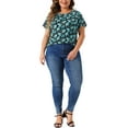 thumbnail image 2 of Agnes Orinda Plus Size Tops for Women Floral Printed Short Sleeve Round Neck Loose Casual Basic Tee Shirt, 2 of 5