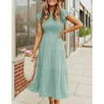 thumbnail image 5 of Maskion Women's Flutter Short Sleeve Smocked Midi Dress Summer Casual Tiered A-Line Dress,XL Light Green, 5 of 6