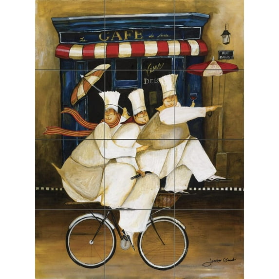 Tile Mural Kitchen Backsplash - Tres Amis-JG - by Jennifer Garant