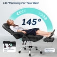 thumbnail image 6 of Office Chair with Retractable Footrest, Ergonomic High Back Design Executive Computer Desk Chair with Removable Lumbar Pillow,90-145°Reclining Thick Bonded Leather for Home Office Work,Black, 6 of 12