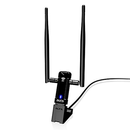 Alfa Long-Range Dual-Band AC1200 Wireless USB 3.0 Wi-Fi Adapter w/2x 5dBi External Antennas - 2.4GHz 300Mbps / 5Ghz 867Mbps - 802.11ac & A, B, G, (Best Wireless N Adapter)