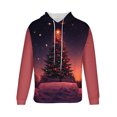 thumbnail image 5 of Sudadera con capucha para hombre, estilo casual, con cuello redondo, estampado de árbol de Navidad, manga larga, blusa de poliéster, 5 of 5