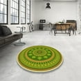 thumbnail image 4 of Ahgly Company Machine Washable Indoor Square Transitional Chameleon Green Area Rugs, 3' Square, 4 of 7