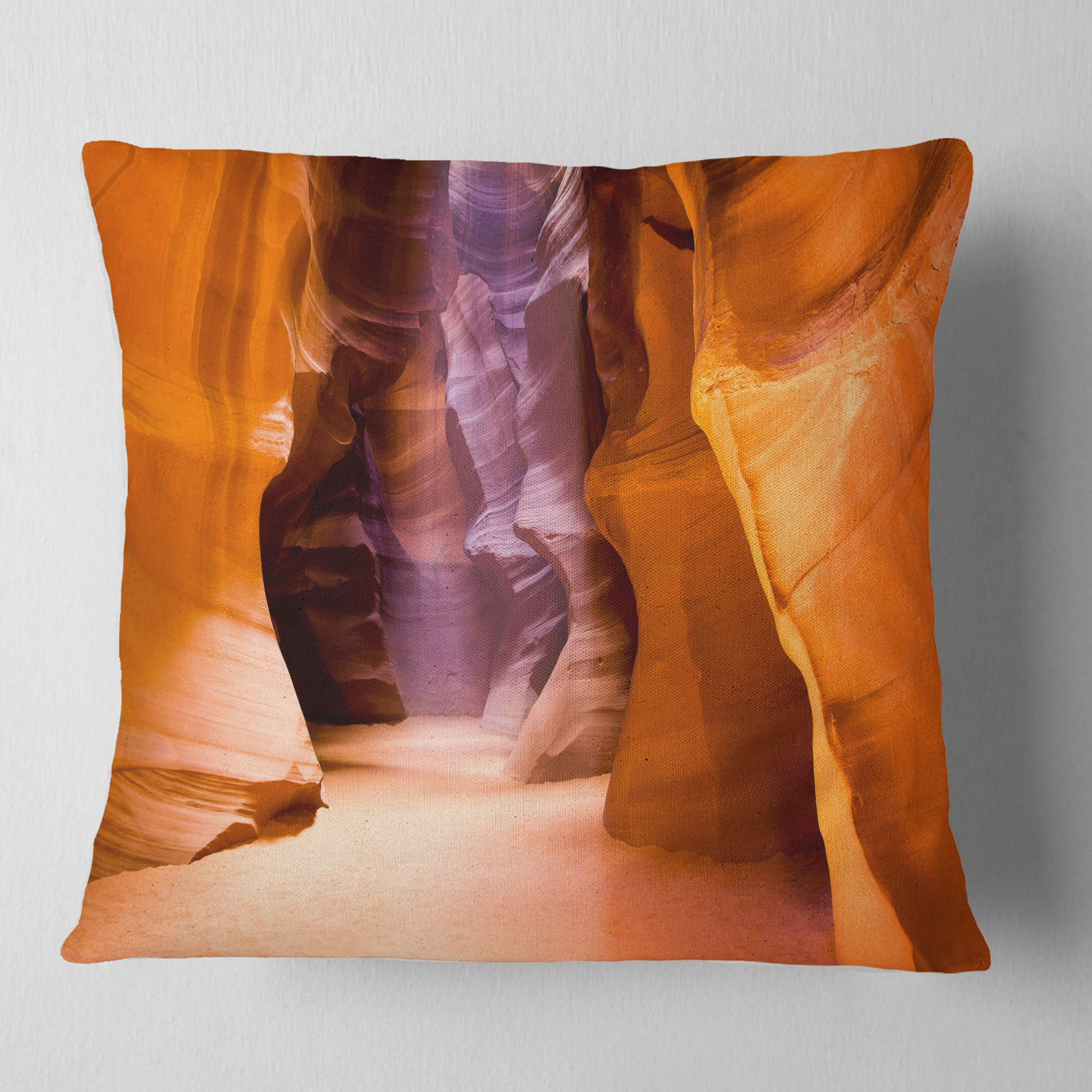 Designart Upper Antelope Canyon - Landscape Photo Throw Pillow - 16x16