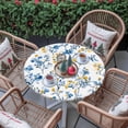 thumbnail image 3 of Round Tablecloth Blue Yellow Florl Print Elastic Edge Fitted Rustic Wild Flowers Pattern Plastic Table Cover,Waterproof Oil Proof for Dinner,Outdoor, Picnic, 55"- 60" DIA Tables, 3 of 9