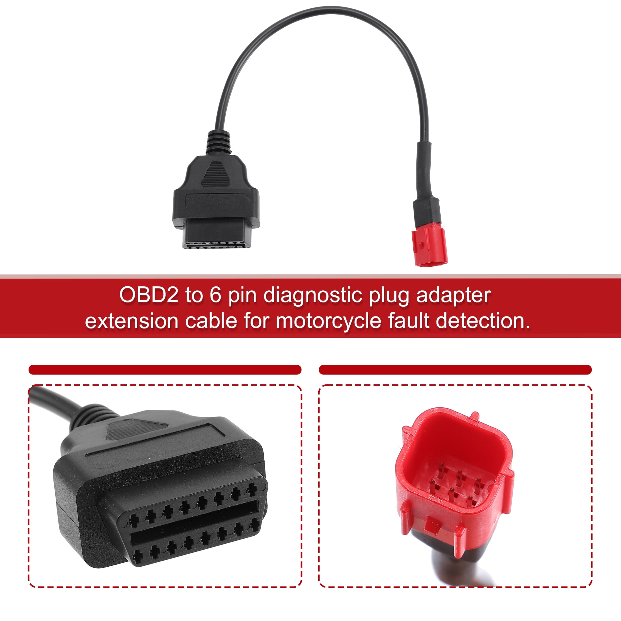 Unique Bargains 6 Pin to OBDII Cable for Honda for Yamaha for Harley OBD2 Scanner