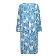 thumbnail image 4 of Yuyamidu Blue Butterfly Womens Robes with Zipper Casual Long Sleeve Bathrobe with Front Zipper Soft Round Neck Gowns for Ladies Sleepwear Housecoat Ladies Pajama Nightgown Size 2XL, 4 of 7