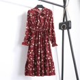 thumbnail image 1 of 2022 Women Blue StripedLong Sleeve neck Basic Dresses Button Split Pleated DressM Gao Jinjia LED, 1 of 2