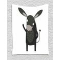 thumbnail image 1 of Donkey Tapestry, Comic Happy Donkey with a Funny Smile on His Face Cartoon Mule, Wall Hanging for Bedroom Living Room Dorm Decor, 60W X 80L Inches, Charcoal Grey and Pale Grey, by Ambesonne, 1 of 2