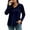 Navy, variant on Women's Hooded Tops Long Sleeve Button Casual Loose Fit Shirts - Basic Pullover Top for Daily Wear and Lounging - Basic Top for Women