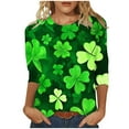 thumbnail image 2 of St. Patrick's Day Tshirt, Womens 3/4 Sleeve Tops, Round Neck Blouses Fashion Women's Tees Casual Crewneck 3/4 Sleeves Loose T Shirt Ladies Tops Blouses Shirts, 2 of 5