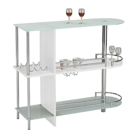 Axel White Metal Modern Bar Table With Glass Storage Shelves Wine Axel White Metal Modern Bar Table With Glass Storage Shelves Wine Rack Com