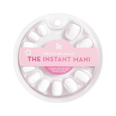 Olive & June Instant Mani Round Extra Short Press-On Nails, HD, White, 42 Count