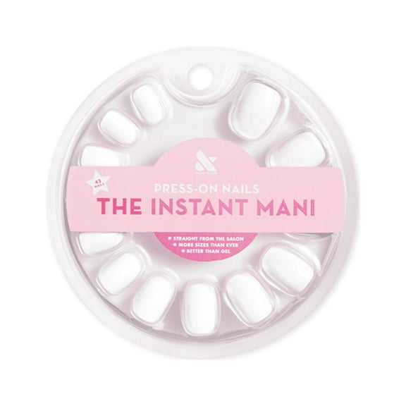 Olive & June Instant Mani Round Extra Short Press-On Nails, HD, White, 42 Count