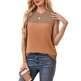 thumbnail image 4 of Summer Tank Tops For Women Plus Size Causal Loose Color Block Crew Neck Sleeveless Workout Athletic Lightweight Pullover Tops Under $7 Orange XL, 4 of 5