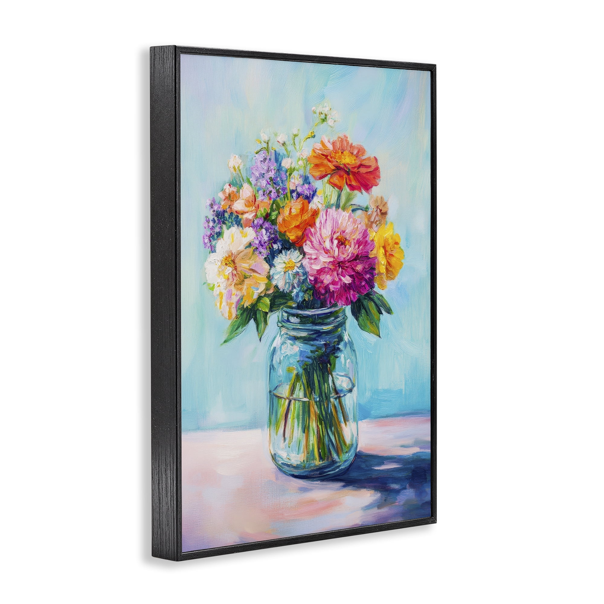 Stupell Industries Vibrant Country Jar Bouquet Black Framed Giclee Art, design by Petal Prints Design