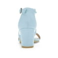 thumbnail image 2 of BLISSFUL STEP Women's Open Toe Cross Strap Mid Block Heel Sandals Blue 10, 2 of 8