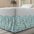 thumbnail image 1 of Funny Bed Skirt, Penguins and Snowmans on Ice Floes Antarctica Cartoon Caps Scarfs Funny Pattern, Elastic Bedskirt Dust Ruffle Wrap Around for Bedding Decor, 4 Sizes, Multicolor, by Ambesonne, 1 of 2